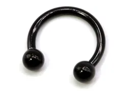 ボディピアス 16G サーキュラーバーベル ボールヘッド(ブラック)(内径8mm) 【100】