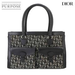 クリスチャン ディオール Christian Dior トロッター ハンド バッグ キャンバス レザー ブラック Trotter Hand Bag 90235623