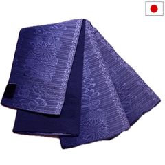 半幅帯（菊柄：濃紺）日本製 ロング 長尺 リバーシブル 細帯 浴衣 着物 小紋 レディース 女性 和装 和服