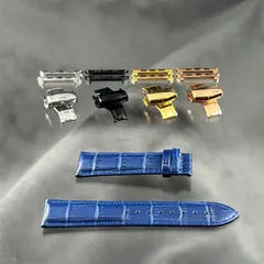 ディープブルー 本革 牛革 クロコダイル ベルト バンド Dバックル