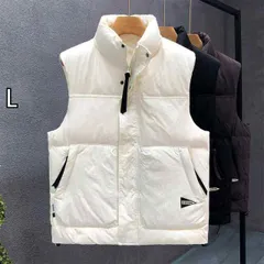 [L]秋冬 コーデ メンズ  服 シンプル ファッション オシャレ 大人 かっこいい 大きいサイズ ストリート 紳士服 ハイエンド ホワイト ダウン ベスト スタンドカラー ノー スリーブ サーマル アウターベスト ジャケット
