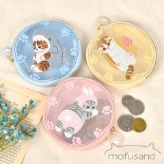 コインケース mofusand モフサンド 小銭入れ レディース ミニ ポーチ かわいい おしゃれ 小物入れ 丸型 キャラクター グッズ メッシュ 丸形 円形 サメにゃん うさにゃん にゃんこスイーツ 小さい リップ イ