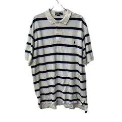 POLO RALPH LAUREN 半袖 ボーダー ポロシャツ 2XL ホワイト ポロラルフローレン ビッグサイズ 古着卸 アメリカ仕入 a707-5746