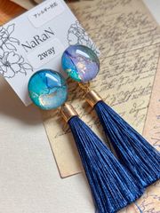 601≫アルコールインクアート【nara】2wayタッセルピアス