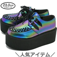 ☆新品未使用☆ 23cm ヨースケ YOSUKE 厚底 ラバーソールシューズ レディース パープルコンビ 厚底スニーカー レースアップシューズ　MY1072-281