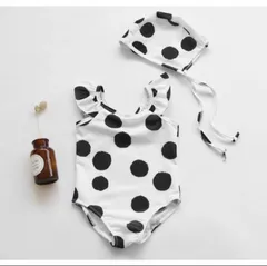 ワンピース水着 女の子 80 90 100 110 キッズ ベビー 水遊び着 スイムウェア 水泳帽 スイムキャップ かわいい 水玉