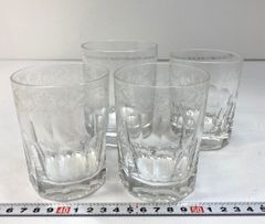 カガミクリスタル 4客セット ロックグラス ぶどう エッチング サイン入 