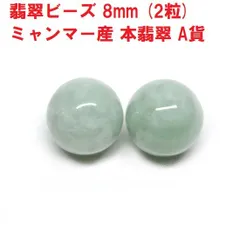 翡翠　ビーズ　8mm　(2粒)　ミャンマー産　本翡翠　ハンドメイド
