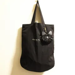美品 ANTEPRIMA MISTO アンテプリマミスト ロゴプリント キャットポーチ付き エコバッグ トートバッグ ブラック レディース 古着 中古 USED