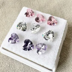 ジルコニア ハートストーン 9粒セット  ルースパーツ ハンドメイド素材 DIY（宵桜色シリーズ）