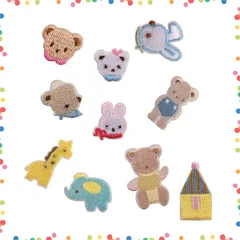 【特価商品】くま モチーフ ワッペン 10枚セット くま 動物 アイロン刺しゅうワッペン 熊 アップリケ かわいい 装飾 YFFSFDC パッチ 補修 DIY服 アップリケ