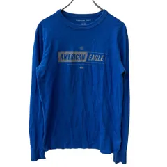 AMERICAN EAGLE 長袖 ロゴTシャツ XS ブルー アメリカンイーグル コットン100% ロンT プリント カットソー トップス 秋物 a709-6659