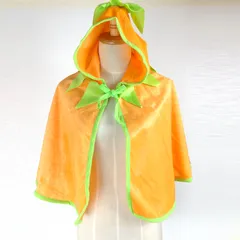 ハロウィン　コスプレ　パンプキン　かぼちゃ　マント　ポンチョ　フード　オレンジ