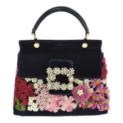 Roger Vivier ロジェヴィヴィエ ベルベット フラワー ビジューバックル 2WAY ハンドバッグ/RBWAMAAJ101LU5U800/ネイビー【オールシーズン】【♀】【A】【レディース】★■544061【中古】のサムネイル