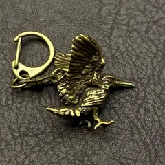 真鍮 キーホルダー キーリング ヴィンテージ ビンテージ アンティーク レトロ 真鍮製 縁起物 ハンドメイド ペンダントトップ 置物 チャーム 鳥 ハチドリ 86