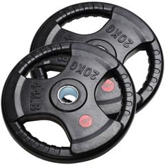 2枚セット 3穴 オリンピック ラバープレート 20kg 50mmシャフト トレーニング 器具 筋トレ 筋肉 マッスル