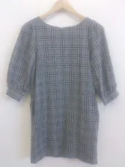 ◇ dazzlin ダズリン チェック 七分袖 ミニ ワンピース サイズS グレー系 レディース P  【1301180001160】
