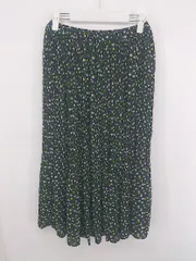 ◇ LOWRYS FARM ウエストゴム 小花柄 大人かわいい ロング プリーツ スカート サイズF ブラック マルチ レディース P  【1307040032756】