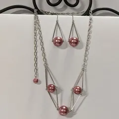 【ピンクパールネックレスピアスセット】ハンドメイド