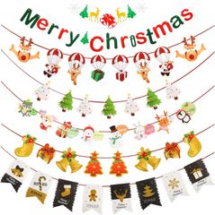 クリスマス フラッグ ガーランド フラグ 人気装飾 飾り 飾り付け 旗 壁 デコレーション ジカ オーナメント 両面 パーテイー パッケージ 厚紙 (3)