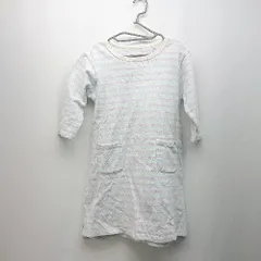 ◇ BEAMS mini ボーダー 子供服 ラウンドネック キッズ 長袖 ロング ワンピース サイズ110 ブルー レディース E  【1310050024765】