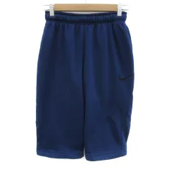 ナイキ NIKE DRI-FIT ハーフパンツ スウェットパンツ ロゴ刺繡 イージー S 青 ブルー 黒 ブラック /YS2