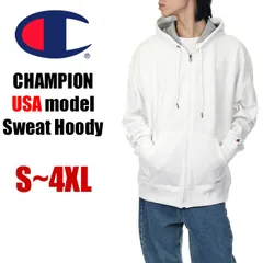 【新品・未使用】【ジップパーカー】【S～4XL】チャンピオン スウェット ジップ パーカー ホワイト／白 USAモデル メンズ レディース キッズ 大きいサイズ ビッグサイズ CHAMPION フルジップ ロゴ 無地 裏起毛 ゆったり ブランド
