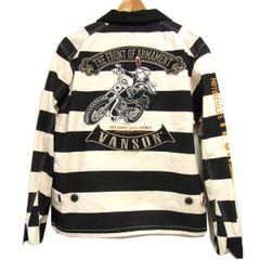 ☆VANSON クローズ ワースト 武装戦線 TFOA デスラビット バイク ジップジャケット 刺繍 ボーダー柄 メンズ 囚人 ジップブルゾン