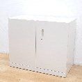 良品 イトーキ エスキャビネット eS 両開き書庫 H1-M0690HSS-W9 鍵付き W900 D450 H750 ホワイト 収納庫 物置 EG17852 中古オフィス家具