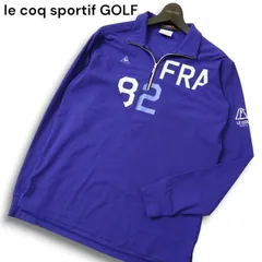 le coq sportif GOLF ルコック スポルティフ ゴルフ 通年 ロゴ刺繍★ 長袖 ハーフジップ ポロシャツ Sz.M メンズ ネイビー