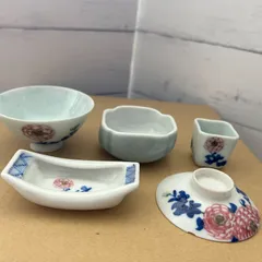 蓋付きミニ茶碗　醤油さし等　まとめセット！　牡丹　染付　赤絵