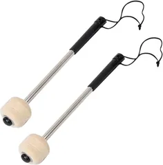 SATOMO バスドラム マレット 打楽器 スティック 演奏用 マーチング 大太鼓 バンド ティンパニ 滑り止め 2本セット(ホワイト２本)のサムネイル