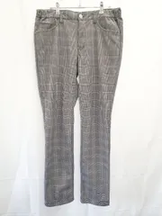 ◇ ⊇ FILA フィラ チェック柄 裏起毛 GOLF パンツ ブラック グレー系 メンズ E  【1507230007599】