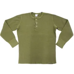 ステュディオ・ダ・ルチザン サーマル ヘンリーネック 長袖Tシャツ 9937 メンズ 無地 ヘビーウェイト ワッフル ロンtee ステュディオ・ダルチザン カーキ  