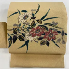 O0245 美品 逸品 お洒落 山科 春宣 作 月下美人 正絹 名古屋帯 O0245 美品 逸品 お洒落 山科 春宣 作 月下美人 正絹 名古屋帯
