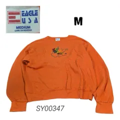 USA製EAGLEウエストヴァージニア刺繍プリントスウェットトレーナーMオレンジ SY00347