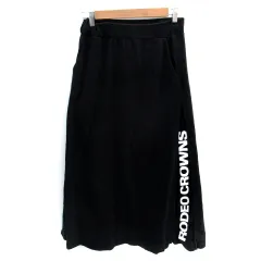 ロデオクラウンズ Rodeo Crowns フレアスカート マキシ丈 ロング丈 ロゴ プリント F 黒 ブラック /SM38