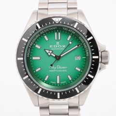 【美品】エドックス　EDOX　スカイダイバー　ネプチュニアン　80120-3NM-VDN　ダイバーズ　自動巻　グリーン　デイト表示　セラミック