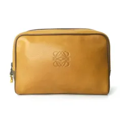 LOEWE　アナグラムロゴ レザークラッチバッグ（黄）