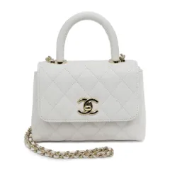 【名東】シャネル ココハンドル エクストラミニ AP4244 ホワイト キャビアスキン 2way ハンド バッグ レディース