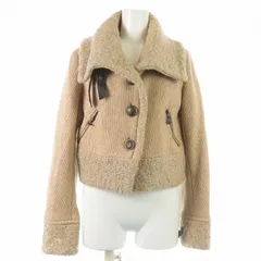 バーバリーブルーレーベル BURBERRY BLUE LABEL ニットジャケット ブルゾン ボア切替 ショート丈 裏地ノバチェック ウール 38 M ベージュ /KUのサムネイル
