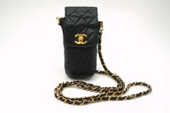 シャネル ヴィンテージ マトラッセ ミニ チェーン ショルダーバッグ ターンロック ココマーク ラムスキン レザー 黒 ブラック CHANEL 2446h