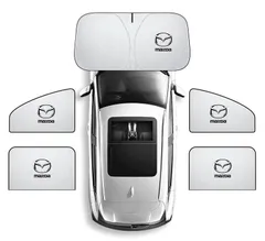 車用サンシェード マツダ Mazda ロゴ 5枚セット フロントサンシェード 前席 後部座席  車中泊 車窓日よけ 防虫ネット 紫外線 UVカット 遮光 内装 仮眠  授乳   MPV LY3P CX-8/5/3