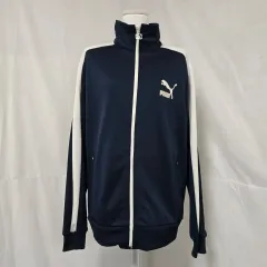 PUMA(プーマ) ネイビー 裏起毛 トラックトップス トレーナー ジップアップ ジャケット メンズ 100 0924