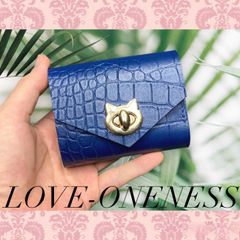 ❤【猫×メロン♪】お洒落可愛い猫モチーフの総本革コンパクトミニ財布