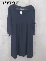 ◇ NATURAL BEAUTY BASIC ニット 切り替え 長袖 膝下丈 ワンピース サイズM ネイビー レディース 【中古】 【1102160000032】