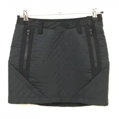 【超美品】アディダス スカート 黒 キルティング風 裾ロゴ ウエストゴム レディース S ゴルフウェア adidas