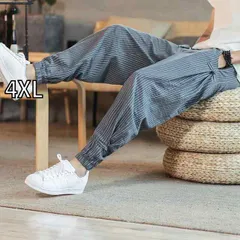 [4XL]メンズ ファッション 服 男性用 オシャレ シンプル 大人 かっこいい 大きいサイズ ストリート 紳士服 パンツ 夏 リネン カジュアル 薄手 綿 ズボン ランタン