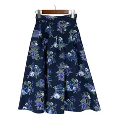 KUMIKYOKU 組曲  花柄 Aライン フレアスカート sizeS2/ネイビー系