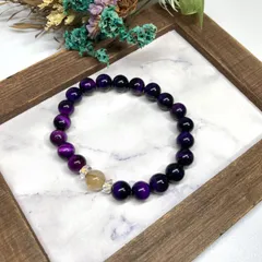 ルチルクォーツ&パープルタイガーアイ ブレスレット パワーストーン   / メンズ レディース 男性 女性 金運 仕事運 お守り ▲